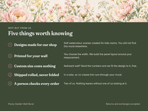 Watercolor Peony Garden Wall Mural, image 9