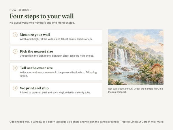 Watercolor Tropical Dinosaur Garden Wall Mural, image 6