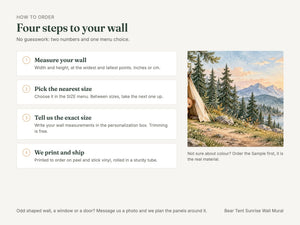 Watercolor Bear Tent Sunrise Camping Wall Mural, image 6