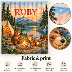 Fabric details: 100% polyester, water-resistant, dye-sublimation print, 12 round eyelet holes
