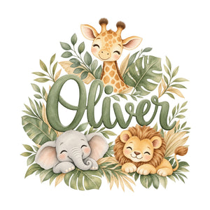 Personalised Safari Animals Name Wall Decal, image 2