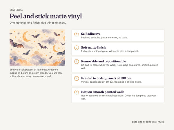 Watercolor Bats and Moons Halloween Wall Mural, image 7