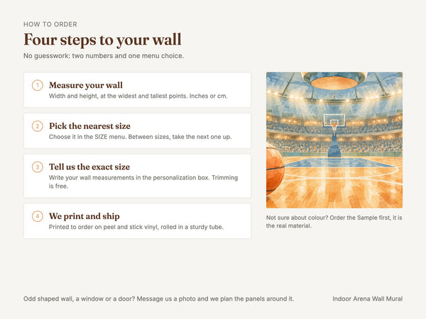 Watercolor Indoor Arena Basketball Wall Mural, image 6