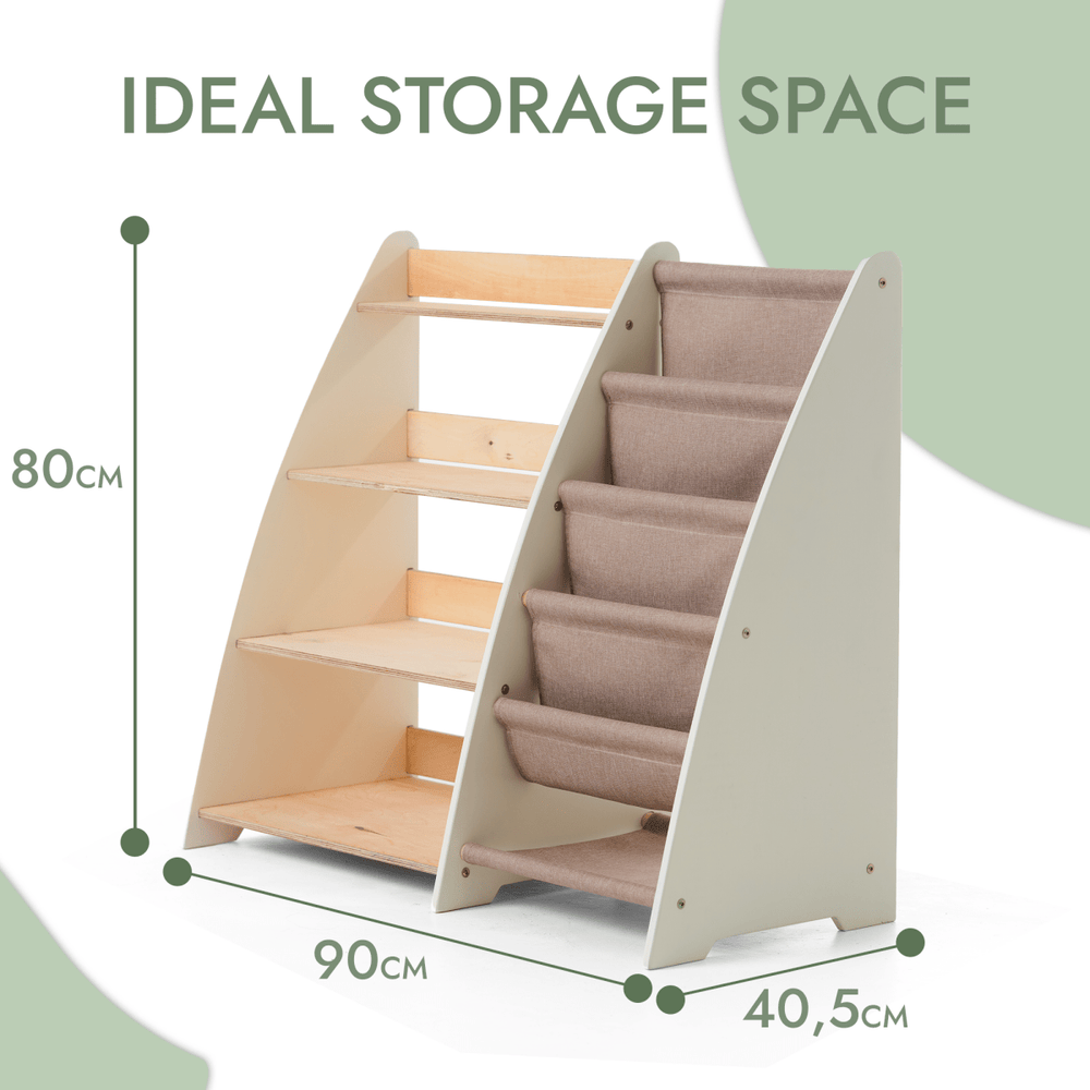 2in1 Montessori shelf for books and toys, perfect storage solution for organizing children's play areas.