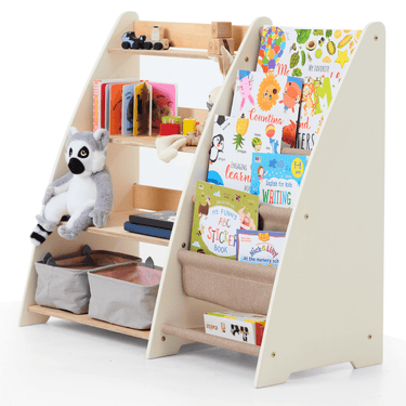 2in1 Montessori shelf for books and toys, perfect storage solution for organizing children's play areas.