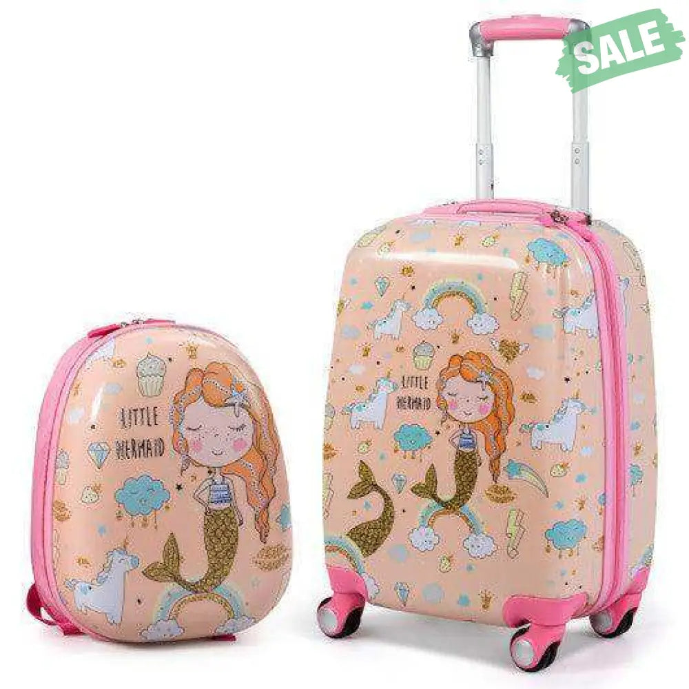 2PC Kids Luggage Set Rolling Suitcase & Backpack-Pink Navy Kids Luggage