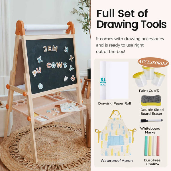 Tiny Land Caramel Magnitales Easel for Kids 38.6-43.9 in