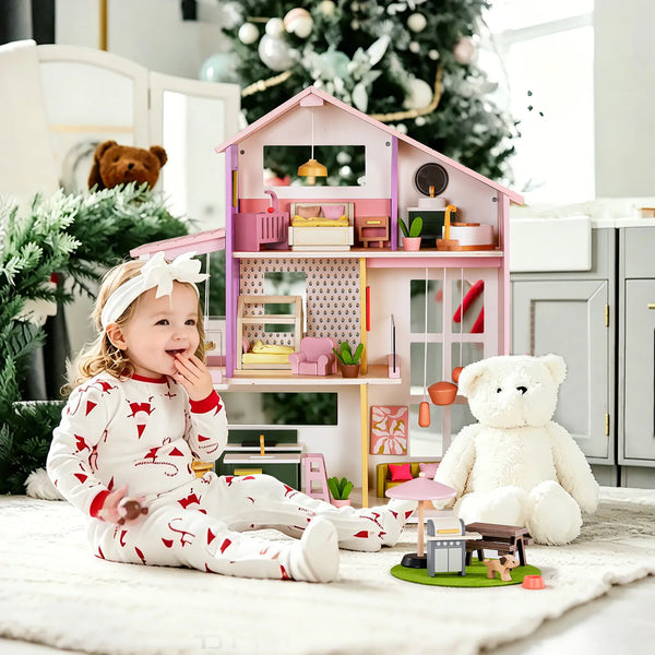 Tiny Land® Sweetwood Edge Dollhouse - Green & Pink