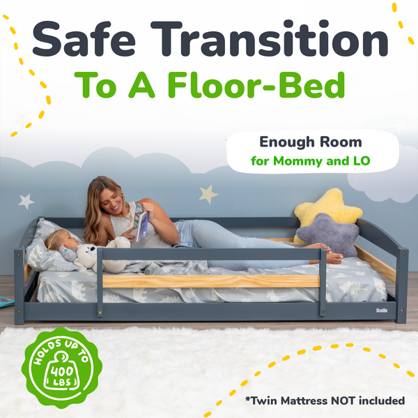 Twin Montessori-Inspired Floor Bed with Guardrails