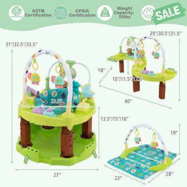 3-in-1 Baby Activity Center with 3-position for 0-24 Months-Pink Pink Baby Playpen & Playards