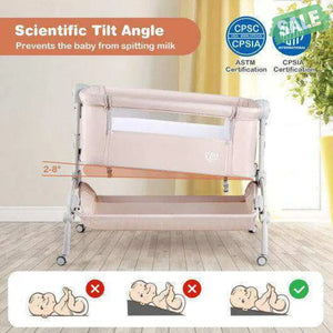 3-in-1 Baby Bassinet with Double-Lock Design and Adjustable Heights-Beige Beige Bassinets & Bedside Sleepers