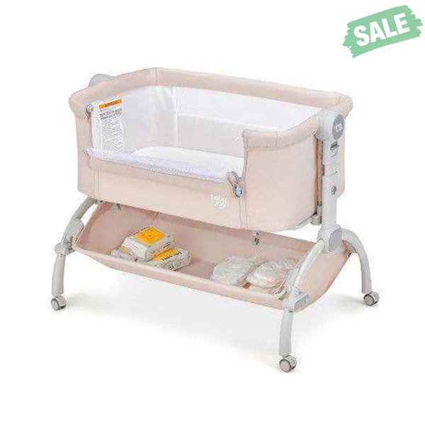 3-in-1 Baby Bassinet with Double-Lock Design and Adjustable Heights-Beige Beige Bassinets & Bedside Sleepers