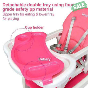 3-in-1 Baby High Chair with Lockable Universal Wheels-Gray Gray High Chairs