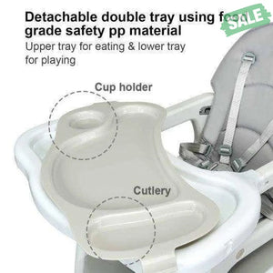 3-in-1 Baby High Chair with Lockable Universal Wheels-Gray Gray High Chairs