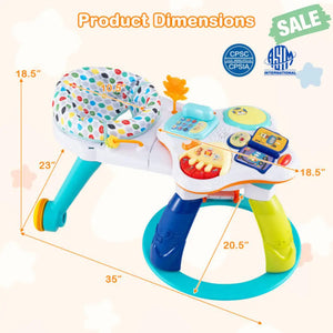 3 in 1 Baby Stationary Activity Center with Educational and Music Function Tabletop-Blue White Baby Gyms & Playmats