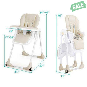 3-In-1 Convertible Baby High Chair for Baby and Toddler-Beige