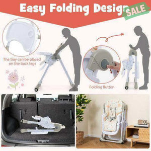 3-In-1 Convertible Baby High Chair for Toddlers-Purple White High Chairs