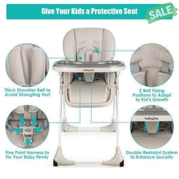 3-In-1 Convertible Baby High Chair for Toddlers-Purple White High Chairs