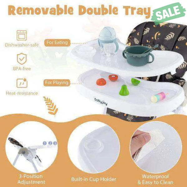 3-In-1 Convertible Baby High Chair for Toddlers-Purple White High Chairs