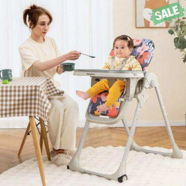 3-In-1 Convertible Baby High Chair for Toddlers-Purple White High Chairs