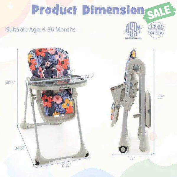3-In-1 Convertible Baby High Chair for Toddlers-Purple White High Chairs