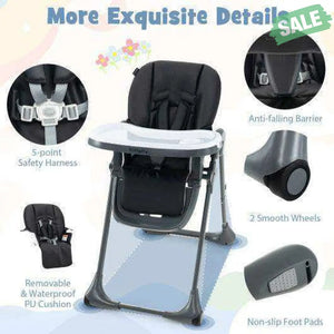 3-In-1 Convertible Baby High Chair for Toddlers-Purple White High Chairs
