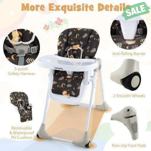 3-In-1 Convertible Baby High Chair for Toddlers-Purple White High Chairs