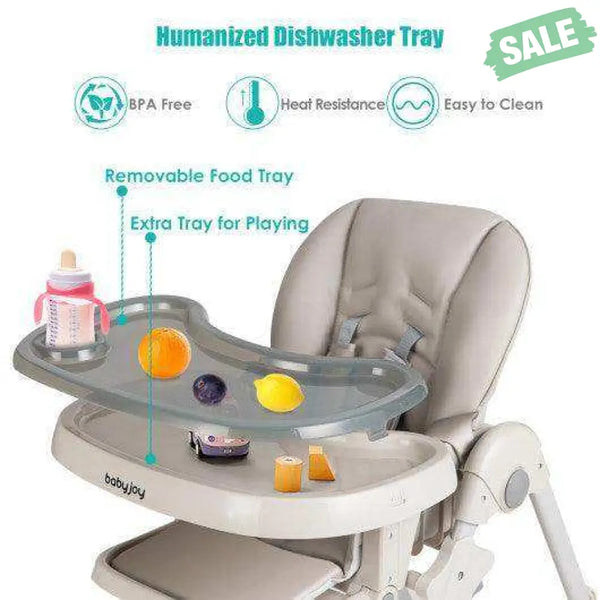 3-In-1 Convertible Baby High Chair for Toddlers-Purple White High Chairs