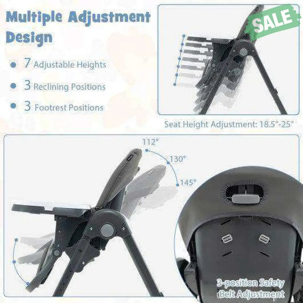 3-In-1 Convertible Baby High Chair for Toddlers-Purple White High Chairs