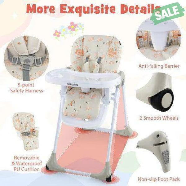 3-In-1 Convertible Baby High Chair for Toddlers-Purple White High Chairs