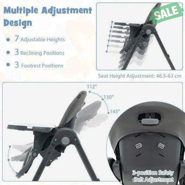 3-In-1 Convertible Baby High Chair for Toddlers-Purple White High Chairs