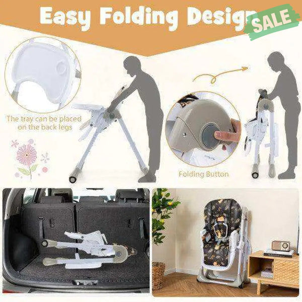 3-In-1 Convertible Baby High Chair for Toddlers-Purple White High Chairs