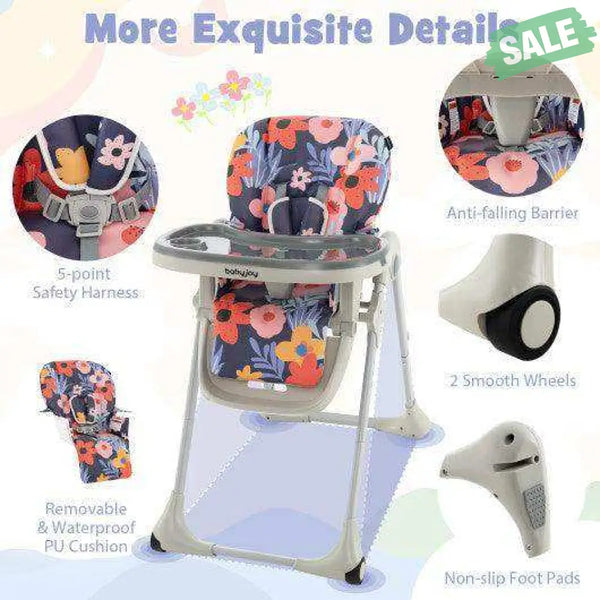 3-In-1 Convertible Baby High Chair for Toddlers-Purple White High Chairs