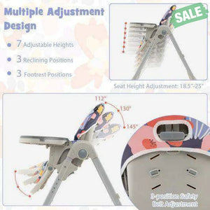 3-In-1 Convertible Baby High Chair for Toddlers-Purple White High Chairs