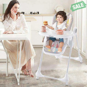 3-In-1 Convertible Highchair with Adjustable Height and 5-Point Safety Belt and Lockable Wheels-Beige High Chairs