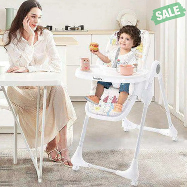 3-In-1 Convertible Highchair with Adjustable Height and 5-Point Safety Belt and Lockable Wheels-Beige High Chairs