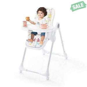 3-In-1 Convertible Highchair with Adjustable Height and 5-Point Safety Belt and Lockable Wheels-Beige High Chairs