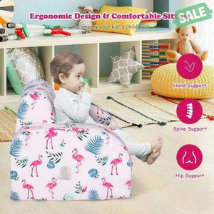 3-in-1 Convertible Kid Sofa Bed Flip-Out Chair Lounger for Toddler-Blue Blue Kids Chairs & Seating