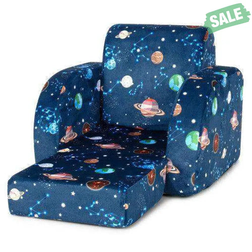 3-in-1 Convertible Kid Sofa Bed Flip-Out Chair Lounger for Toddler-Blue Blue Kids Chairs & Seating