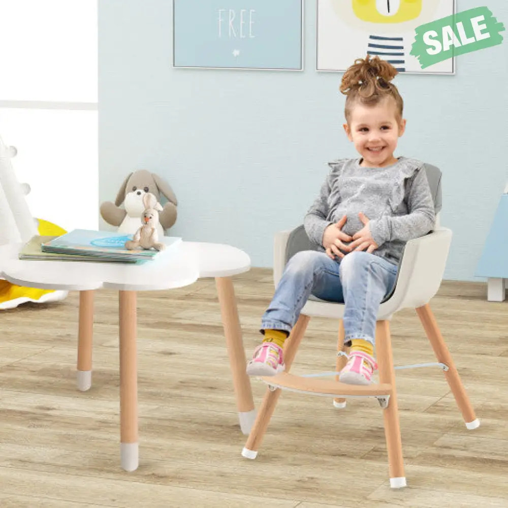 3-in-1 Convertible Wooden High Chair with Cushion-Gray High Chairs
