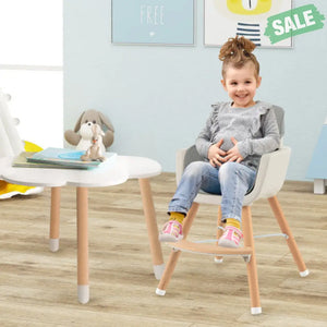 3-in-1 Convertible Wooden High Chair with Cushion-Gray High Chairs
