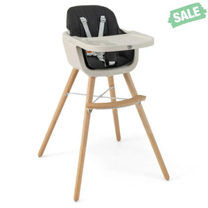 3-in-1 Convertible Wooden High Chair with Cushion-Gray High Chairs