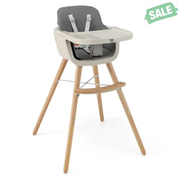 3-in-1 Convertible Wooden High Chair with Cushion-Gray High Chairs