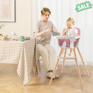 3-in-1 Convertible Wooden High Chair with Cushion-Gray High Chairs