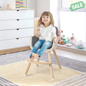 3-in-1 Convertible Wooden High Chair with Cushion-Gray High Chairs