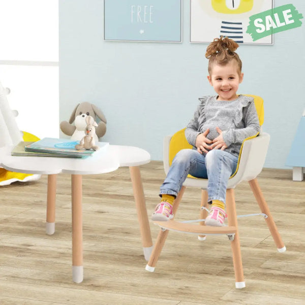 3-in-1 Convertible Wooden High Chair with Cushion-Gray High Chairs