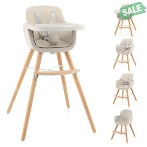 3-in-1 Convertible Wooden High Chair with Cushion-Gray High Chairs