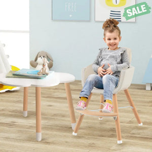 3-in-1 Convertible Wooden High Chair with Cushion-Gray High Chairs