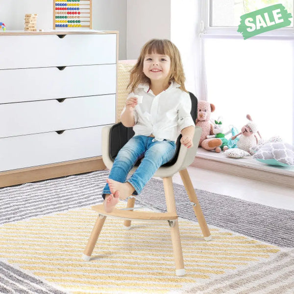 3-in-1 Convertible Wooden High Chair with Cushion-Gray High Chairs