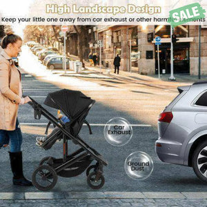3-in-1 Folding Convertible Newborn Stroller with Detachable Bassinet-Black